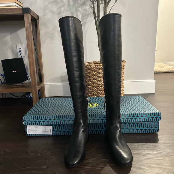 Tory Burch Black Wyatt Stretch Leather Over-The-Knee Boot